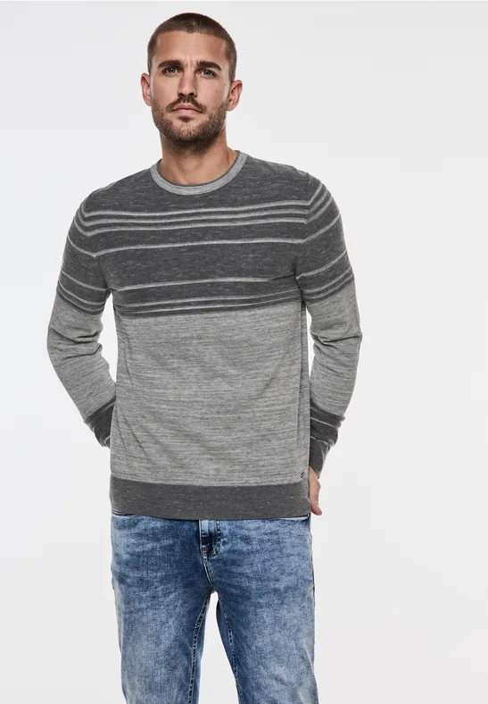 Pull en tricot bicolore stone grey melange
