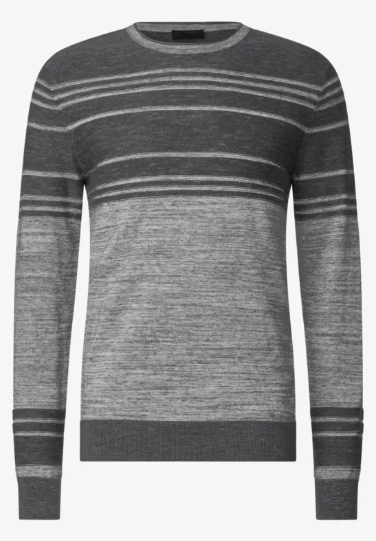 Pull en tricot bicolore stone grey melange
