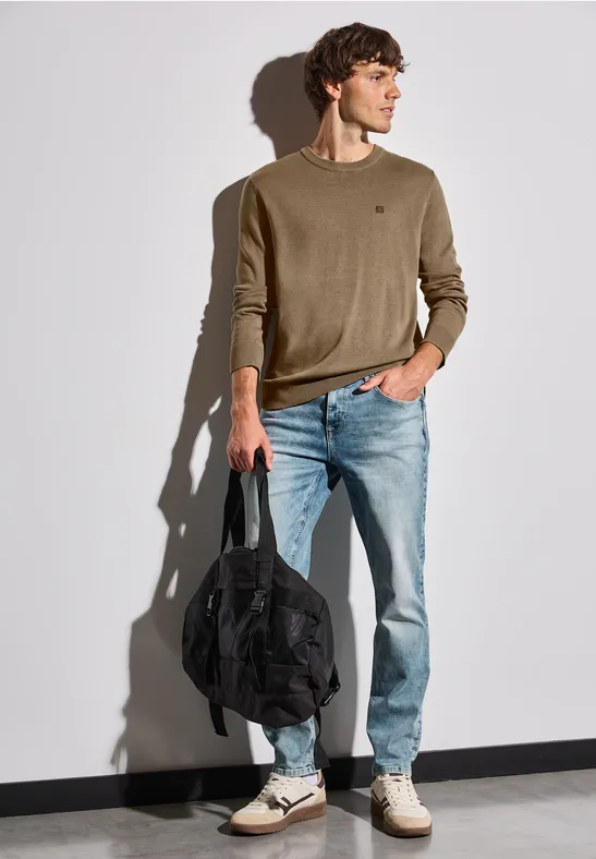 Basic Baumwoll Pullover dull brown