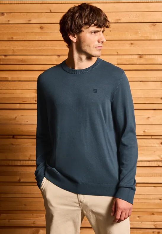 Basic Baumwoll Pullover dusk blue