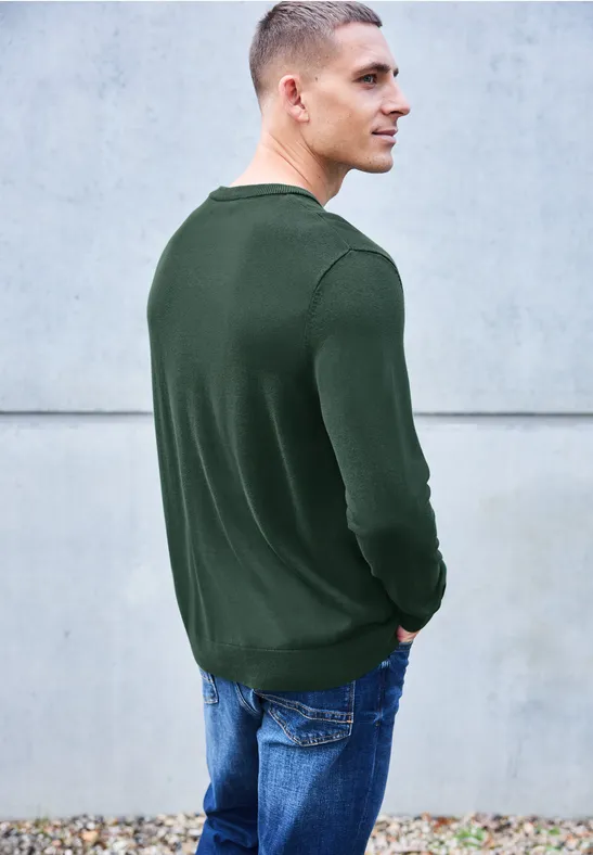 Basic katoenen trui soft olive green