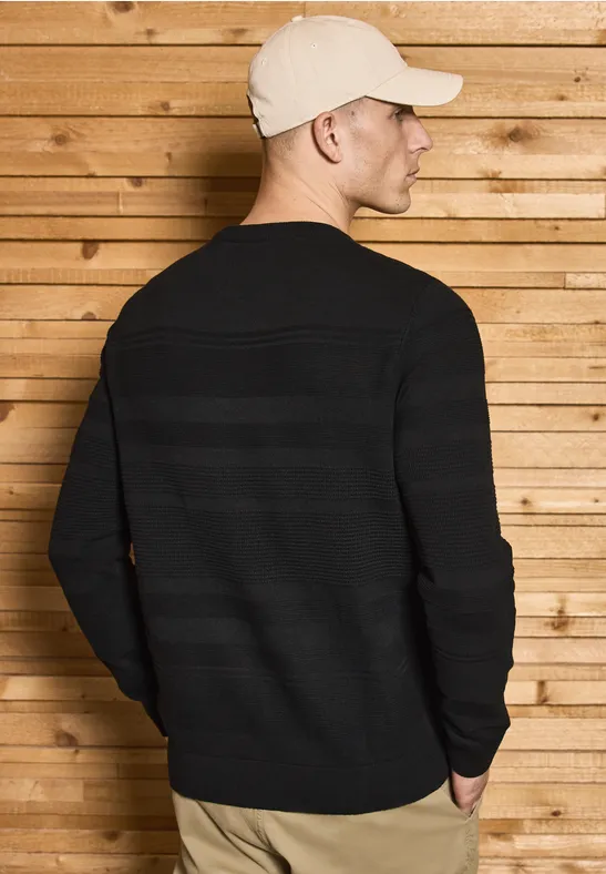 Pull à rayures structurées Black