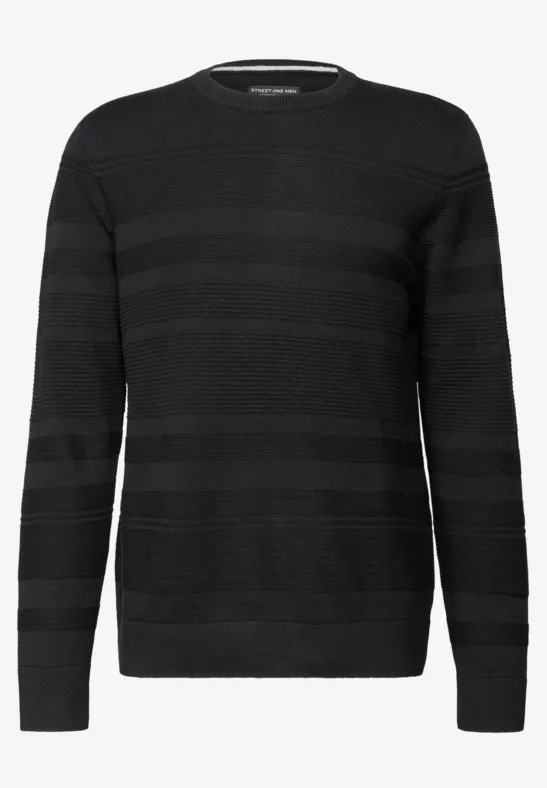 Pull à rayures structurées Black