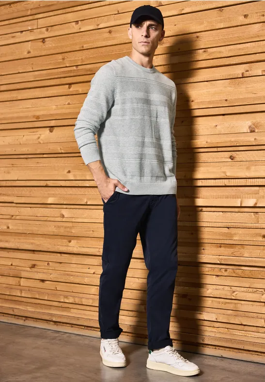 Pull à rayures structurées frost grey melange