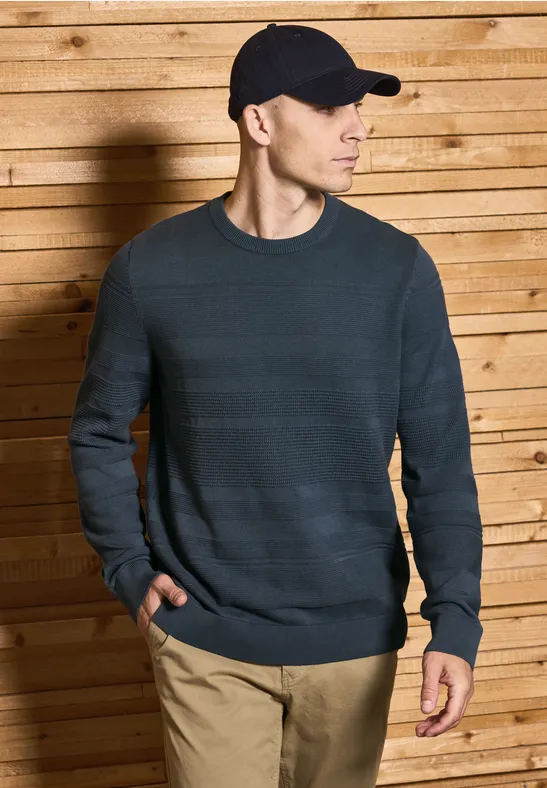 Pull à rayures structurées dusk blue