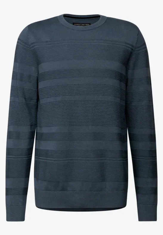 Pull à rayures structurées dusk blue