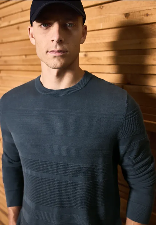 Pull à rayures structurées dusk blue