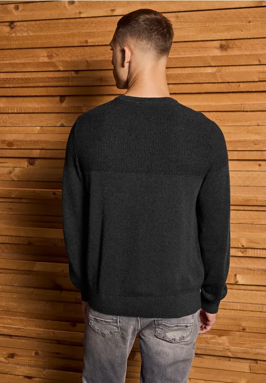 Pullover im Two-Tone Look anthra grey melange