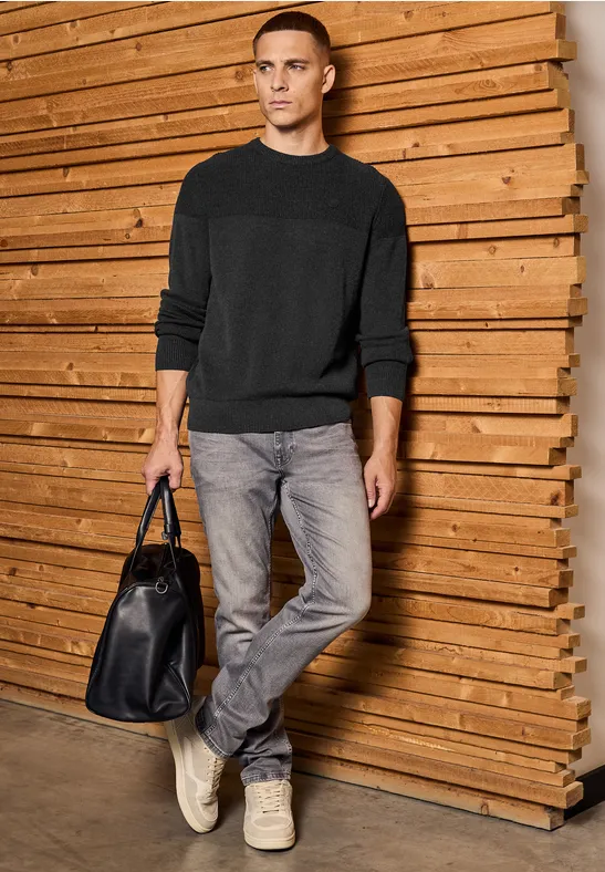 Pullover im Two-Tone Look anthra grey melange