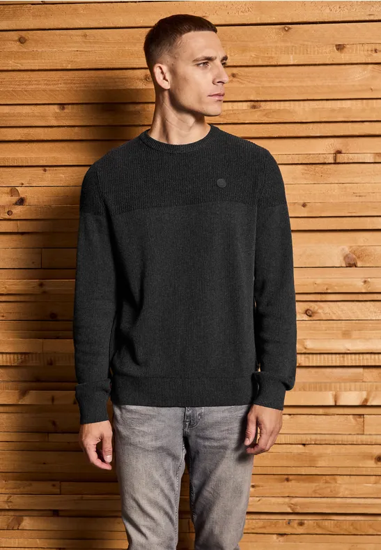 Pullover im Two-Tone Look anthra grey melange