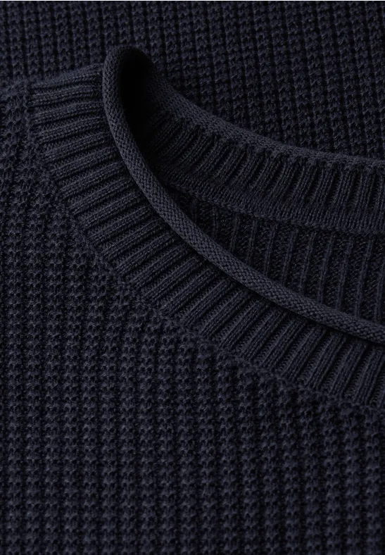 Sweter strukturalny z okrągłym dekoltem night blue