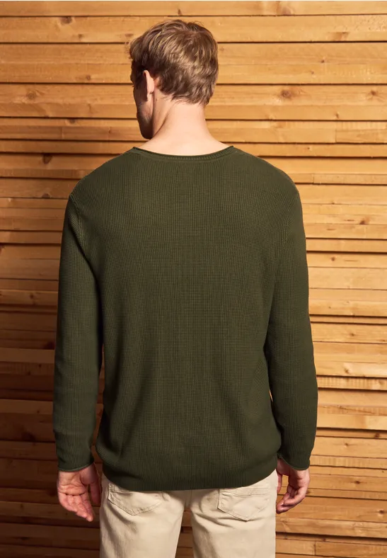 Sweter strukturalny z okrągłym dekoltem vintage green