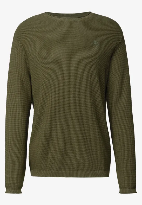 Sweter strukturalny z okrągłym dekoltem vintage green