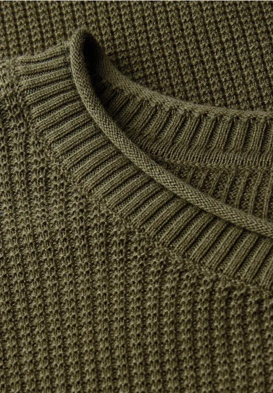 Sweter strukturalny z okrągłym dekoltem vintage green