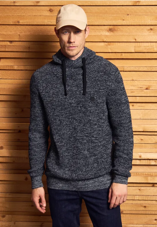 Dwukolorowy sweter w kształcie lejka night blue