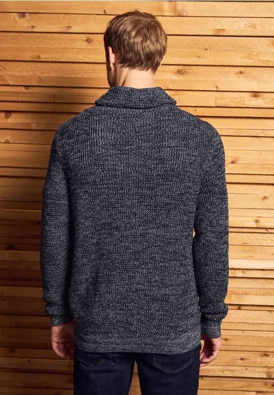 Dwukolorowy sweter w kształcie lejka night blue