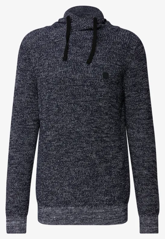 Dwukolorowy sweter w kształcie lejka night blue