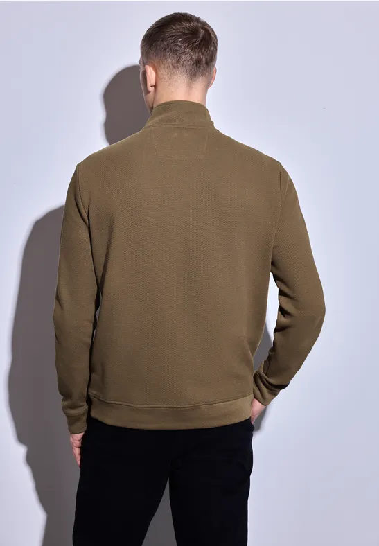 Strukturpullover mit Troyer ash brown