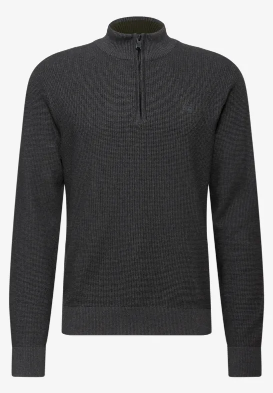 Sweter strukturalny Troyer anthra grey melange