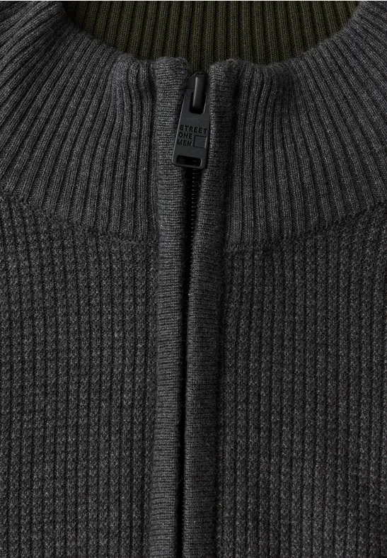 Sweter strukturalny Troyer anthra grey melange