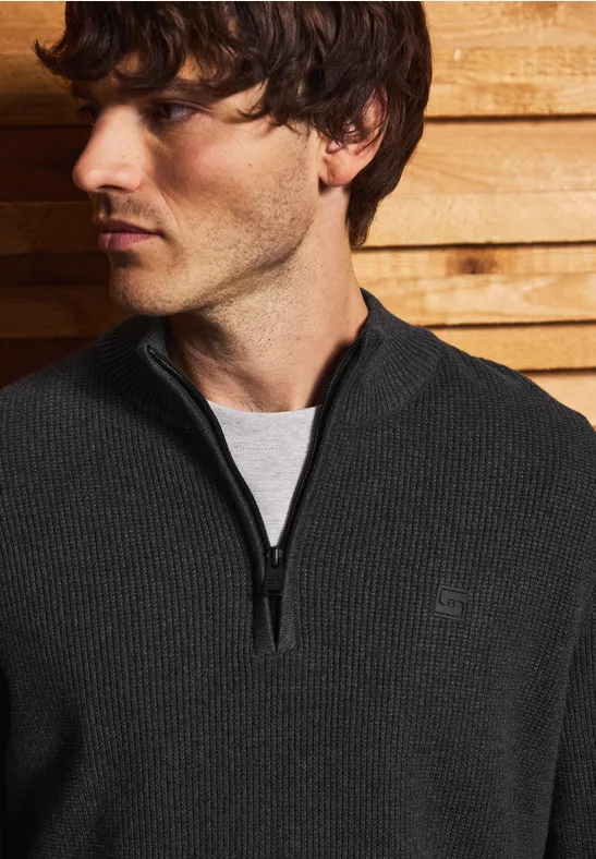 Sweter strukturalny Troyer anthra grey melange