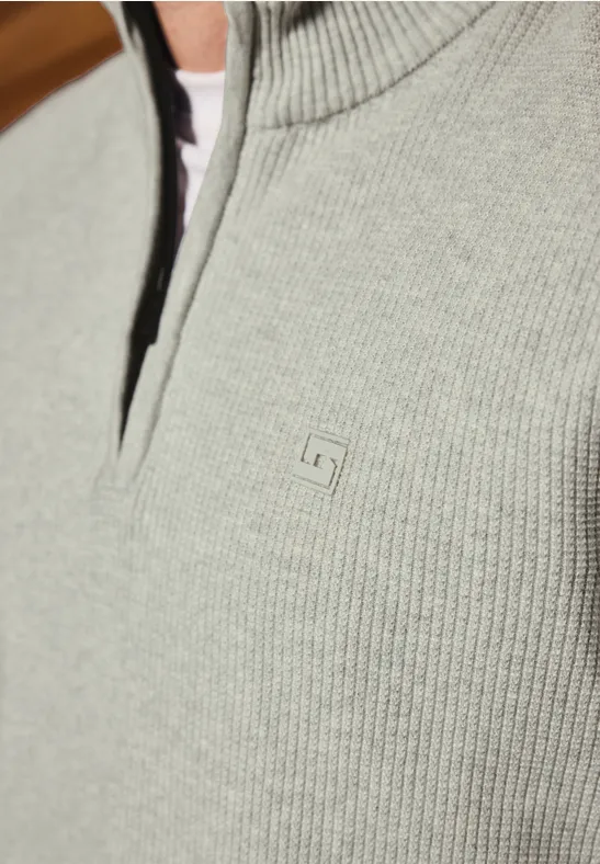 Troyer Strukturpullover frost grey melange