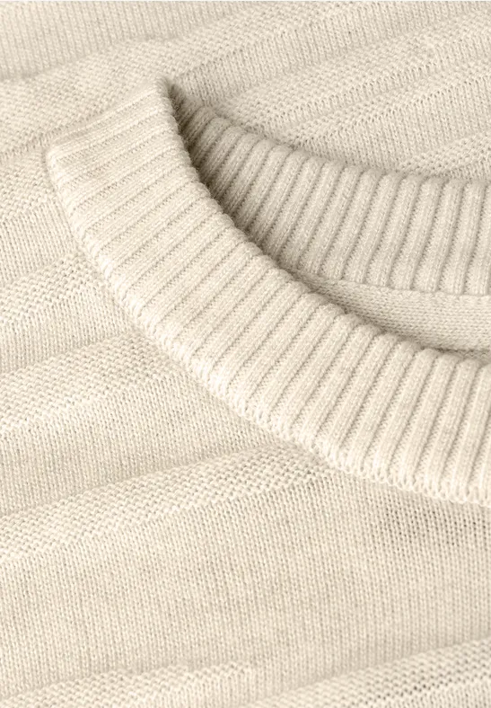 Trui met gestructureerde streep tender beige melange