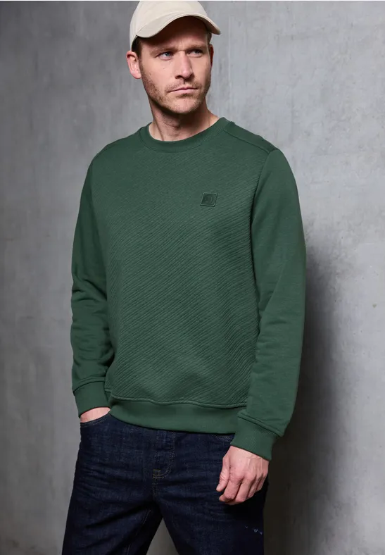 Sweat-shirt à col rond structuré soft olive green