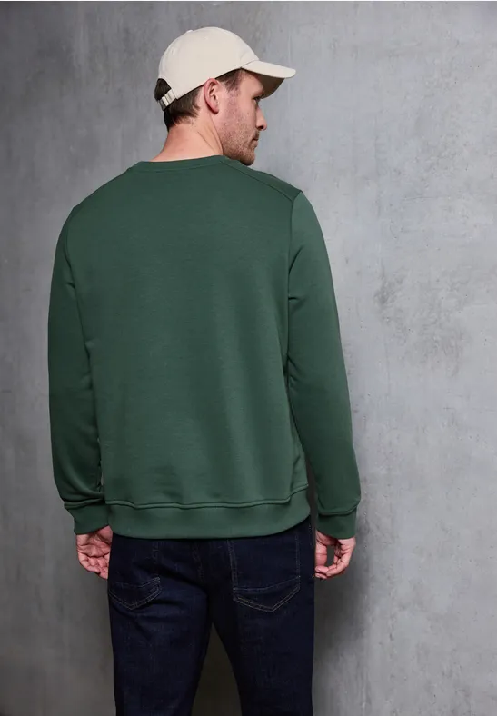 Sweat-shirt à col rond structuré soft olive green