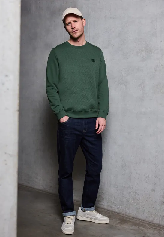 Sweat-shirt à col rond structuré soft olive green