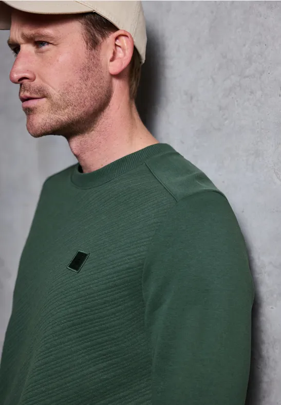 Sweat-shirt à col rond structuré soft olive green