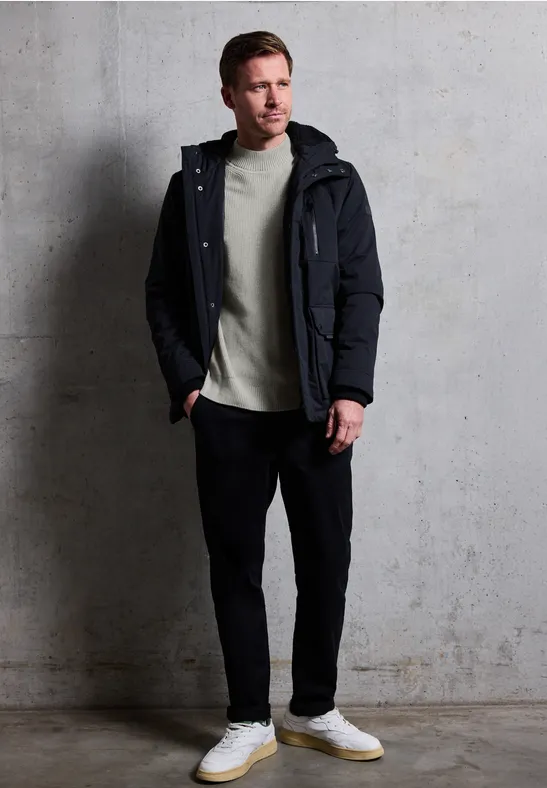 Sweter ze stójką frost grey melange