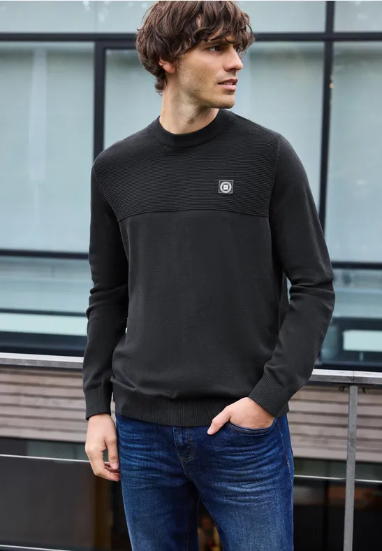 Trui met structuurmix Black