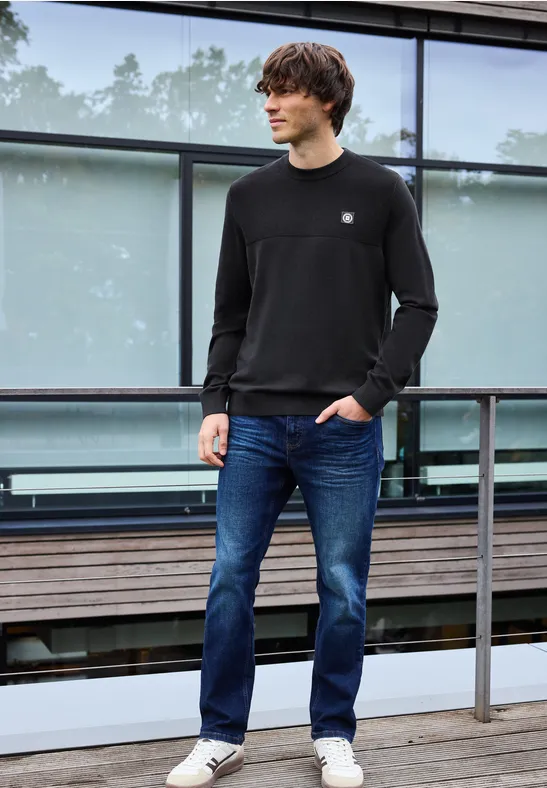 Trui met structuurmix Black
