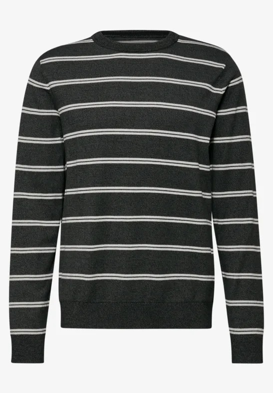 Sweter Basic w paski anthra grey melange