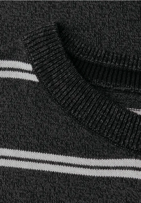 Sweter Basic w paski anthra grey melange