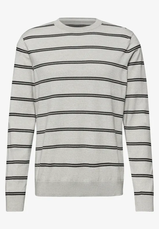 Gestreifter Basic Pullover bright white