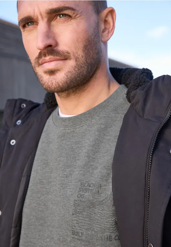 Sweatshirt mit Detailprint metal grey melange