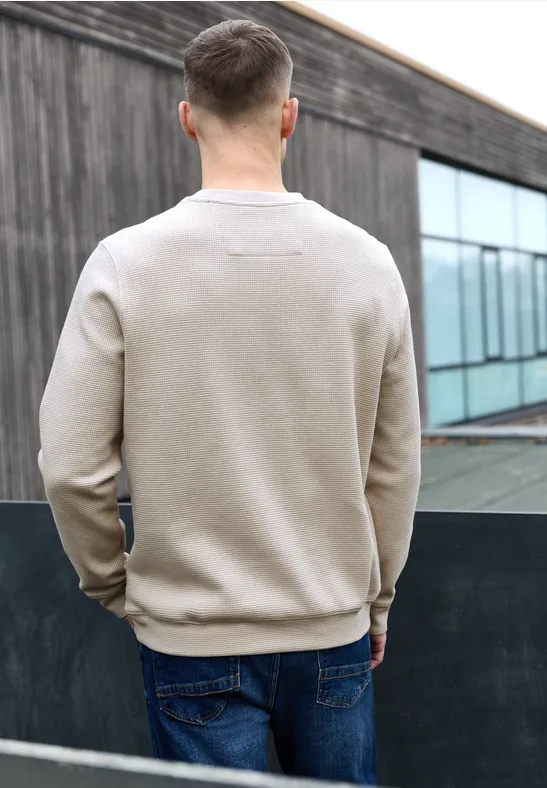 Sweatshirt mit 3D-Struktur granite beige