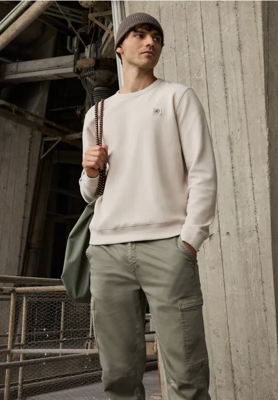 Sweatshirt mit 3D-Struktur granite beige