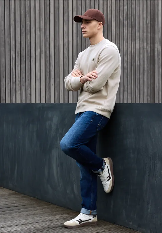 Sweatshirt mit 3D-Struktur granite beige