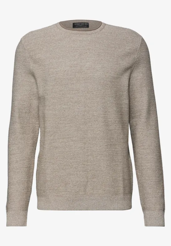 Crewneck Strukturpullover granite beige