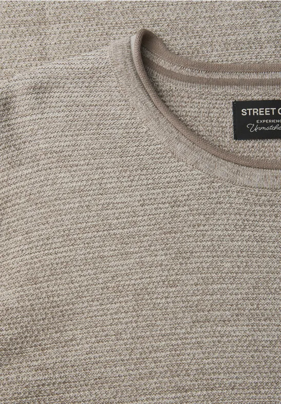 Crewneck Strukturpullover granite beige