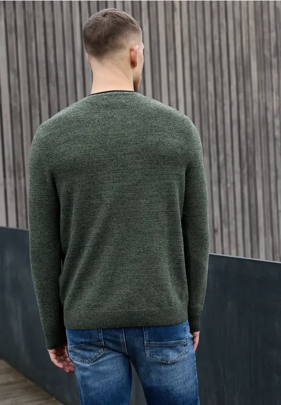 Crewneck Strukturpullover timeless green