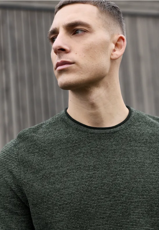 Crewneck Strukturpullover timeless green