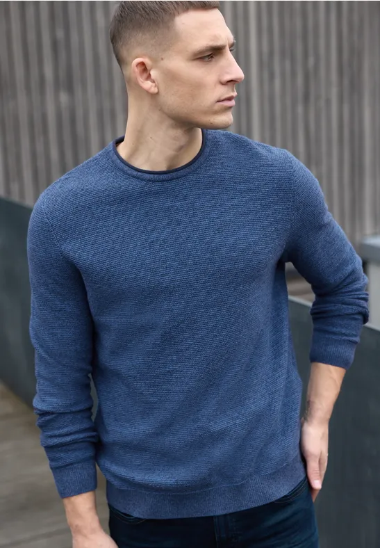 Crewneck Strukturpullover authentic blue