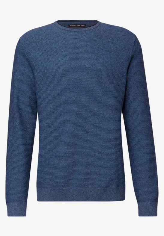 Crewneck Strukturpullover authentic blue