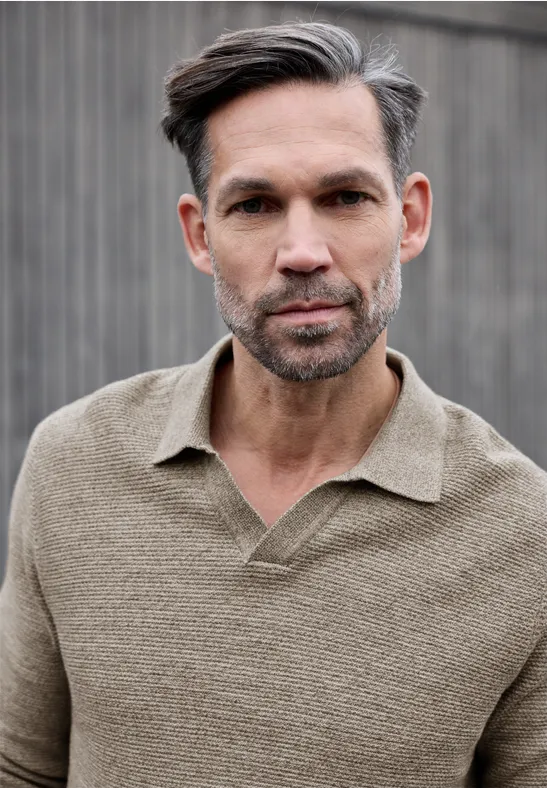 Polo pull structuré granite beige