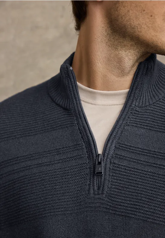 Pull à rayures structurées nocturnal blue