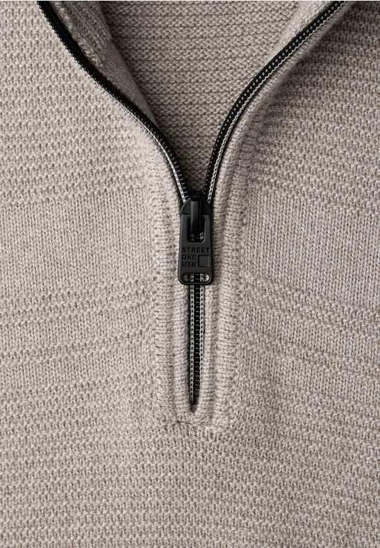 Pull à rayures structurées granite beige